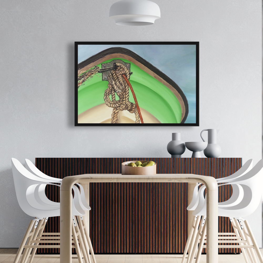Sailing Rowing Boat Canvas - Marine Blue Framed Home Decor