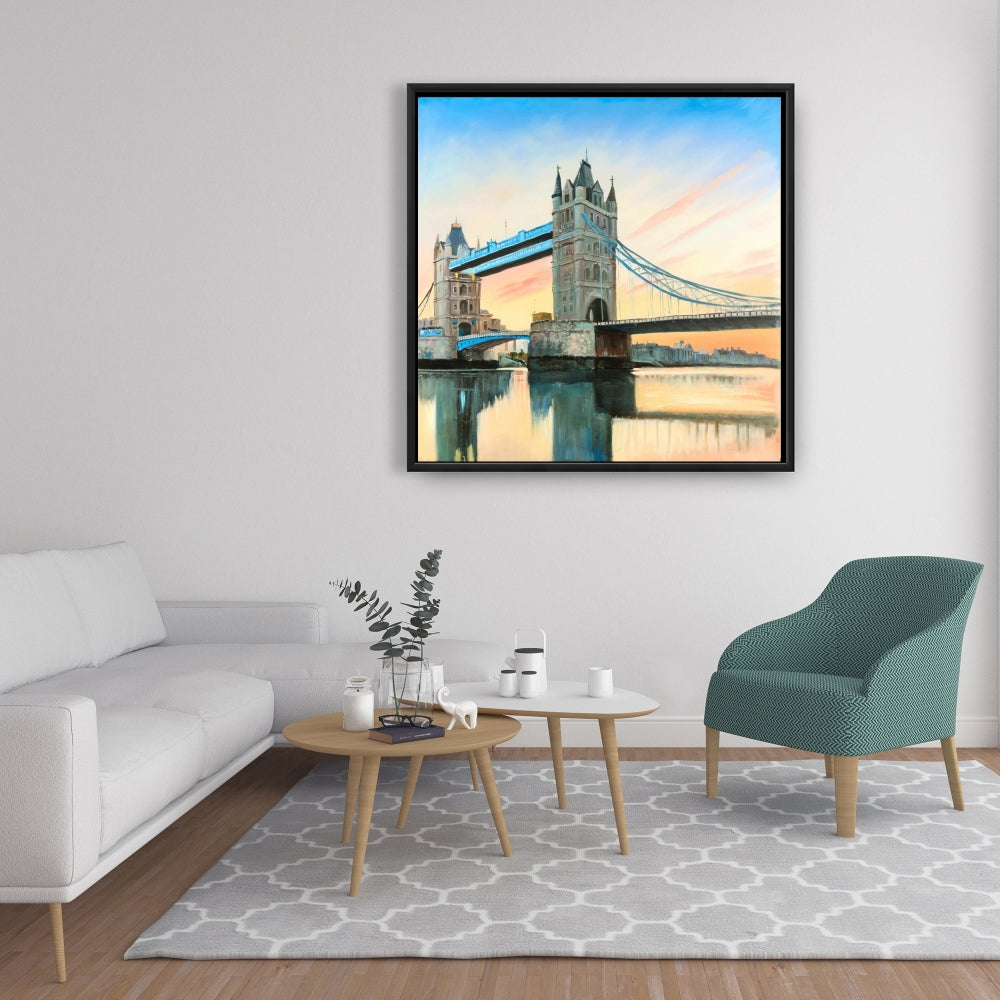 Sunset on London Bridge Canvas | Contemporary Bedroom Decor