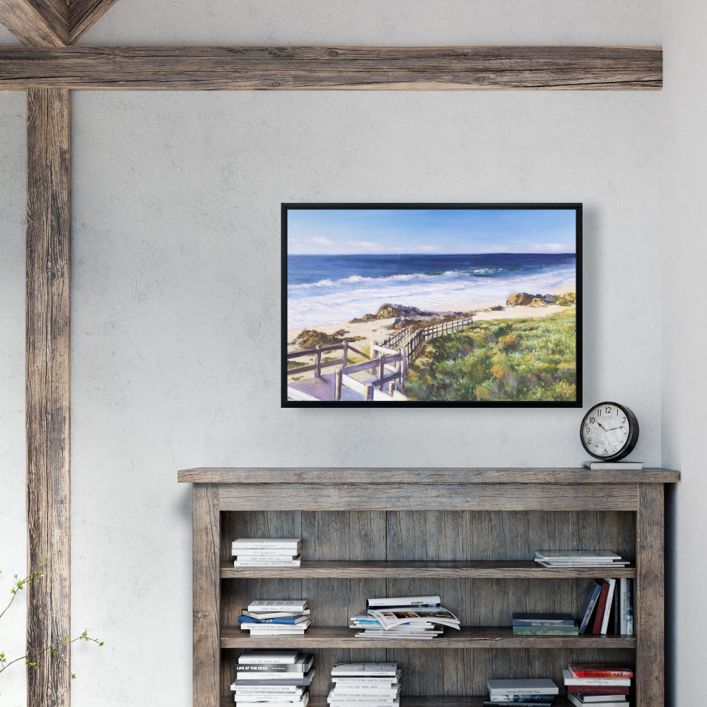 Toile romantique bleue | Décoration d'intérieur « Marchez jusqu'à la plage »