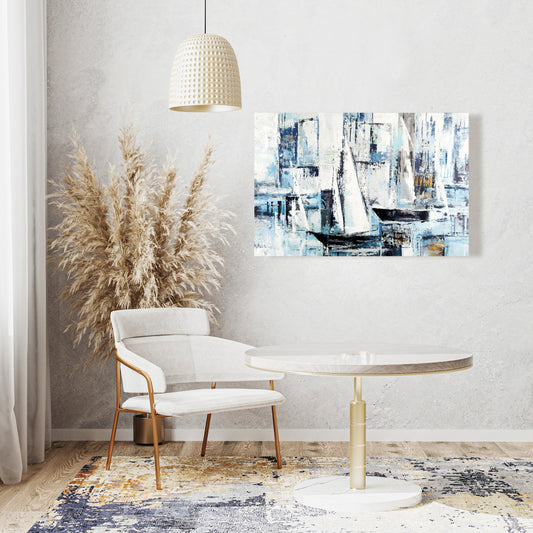 Blue Industrial Boat Canvas | Abstract Shapes Home Decor