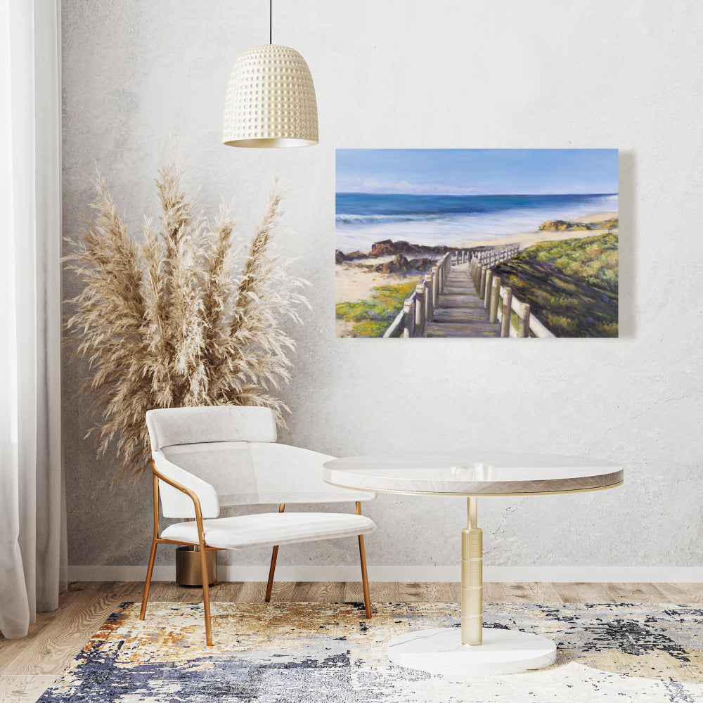 Romantic Blue Canvas | Walk to the Seaside | Home Decor