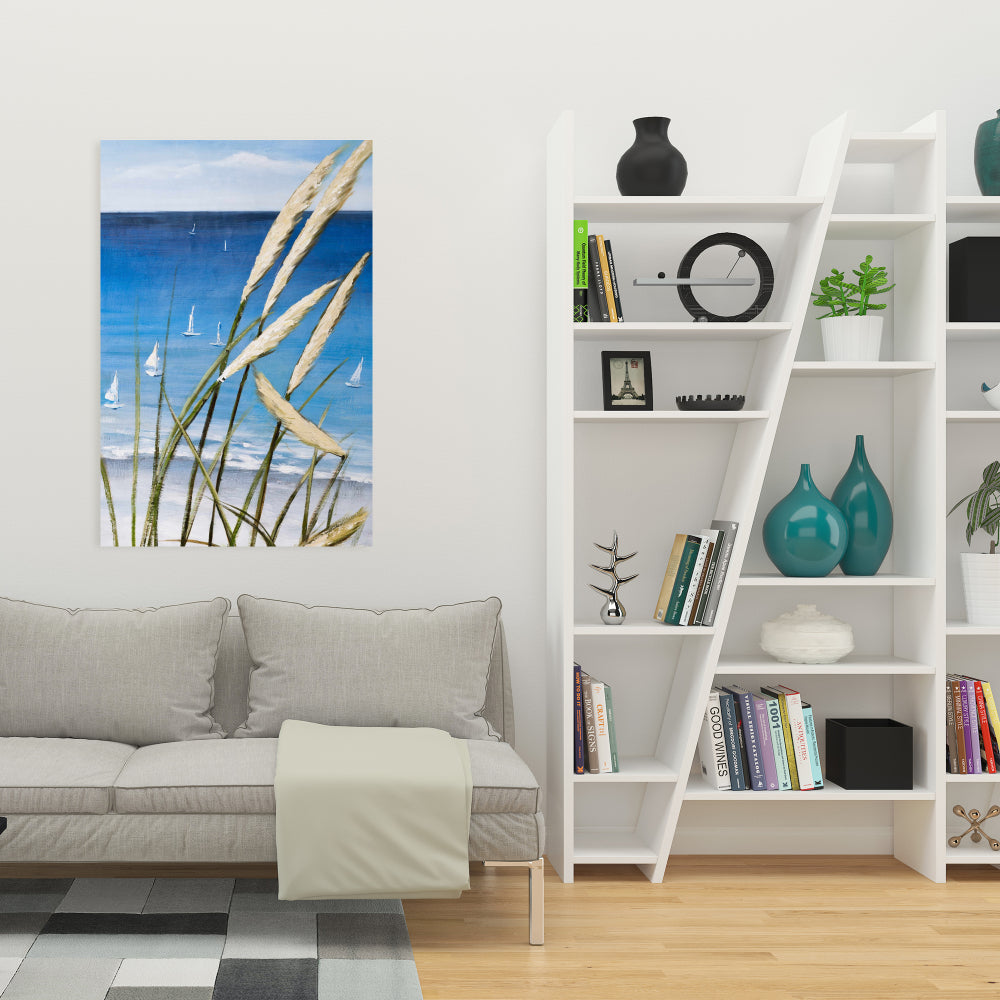 Coastal Boat Bedroom Canvas | Oyat Plant & Seaside Decor