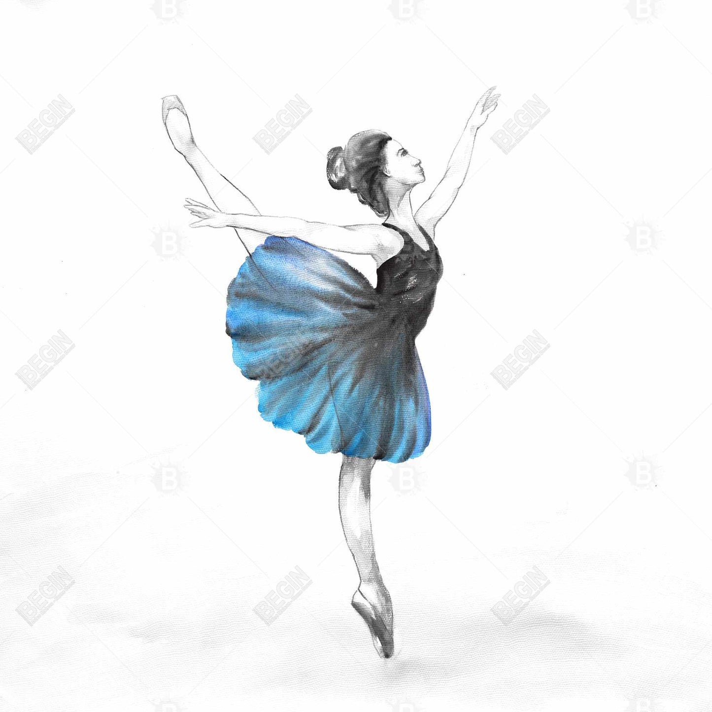 Small Blue Ballerina Canvas | Romantic Bedroom Home Decor