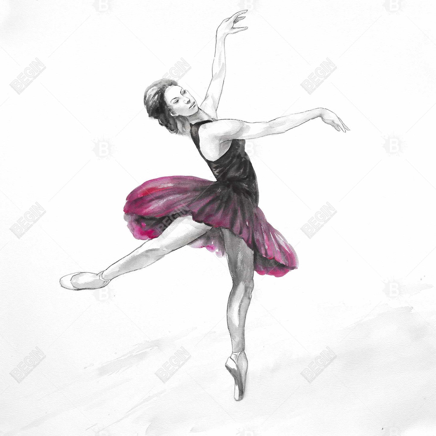 Small Pink Ballerina Canvas | White Sports & Games Decor