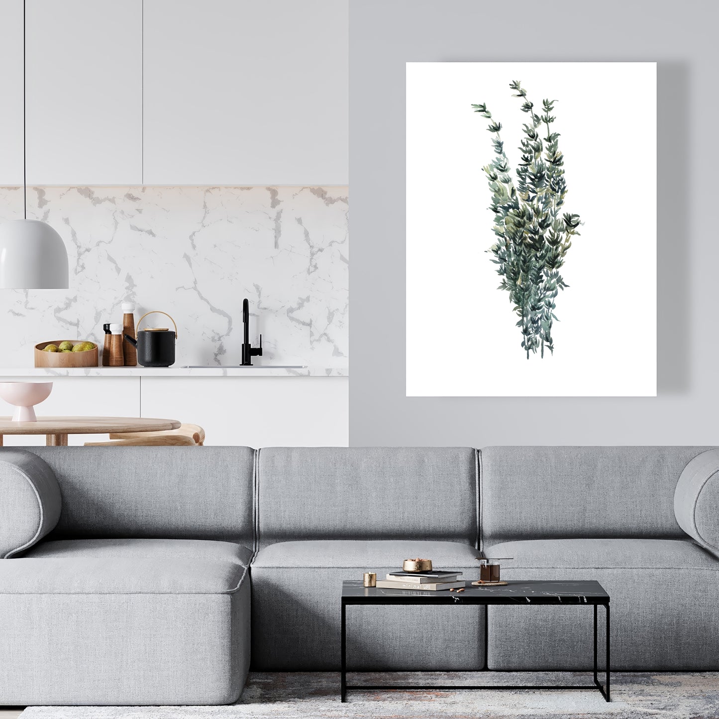 Impression sur toile « Feuilles de thym » | Décoration de cuisine