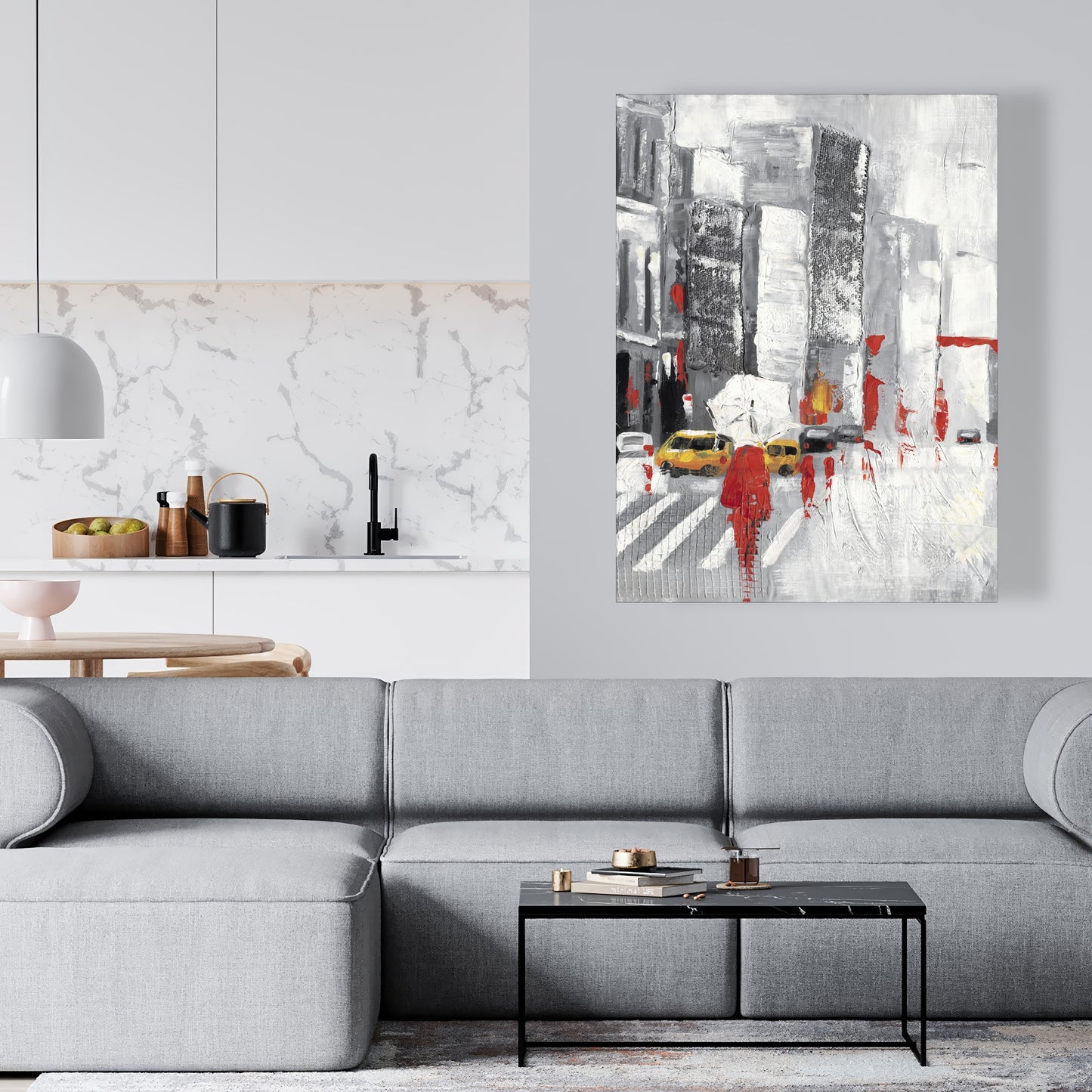Abstract Cloudy City Street Canvas | Building Bedroom Decor