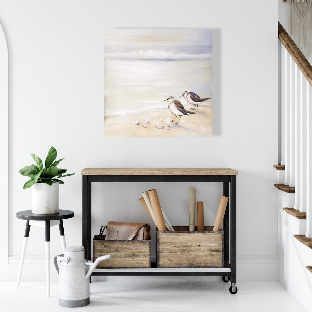 Two Sandpipers on the Beach Canvas - Bird Marine Bedroom Decor