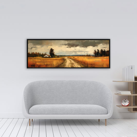 Toile encadrée « Tempête imminente » avec arbres bruns – Décoration de salon