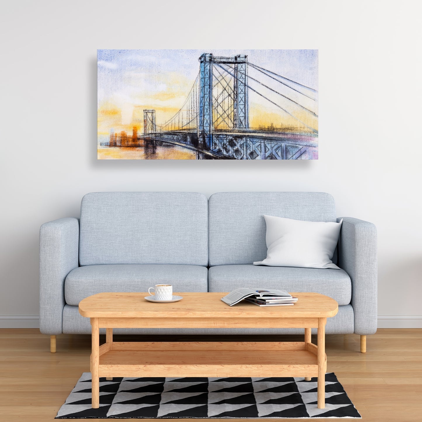 Abstract Brooklyn Bridge Canvas | Bedroom Wall Art Decor