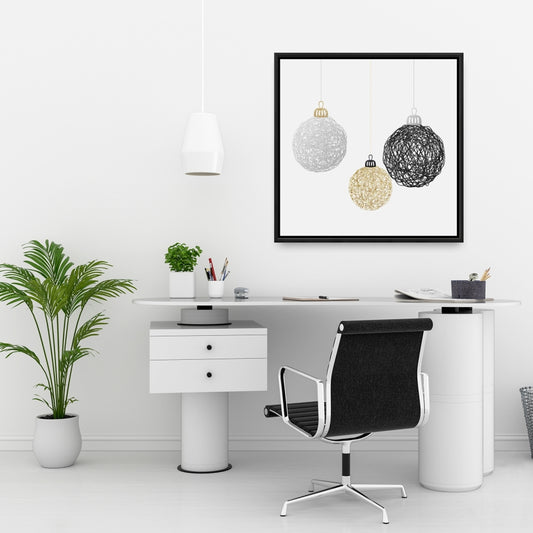 Décoration sur toile encadrée « Trois boules de Noël »