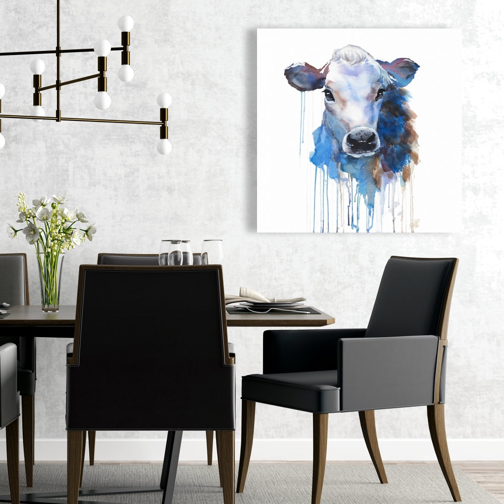 Watercolor Jersey Cow Canvas | Farm Animal Kitchen Decor