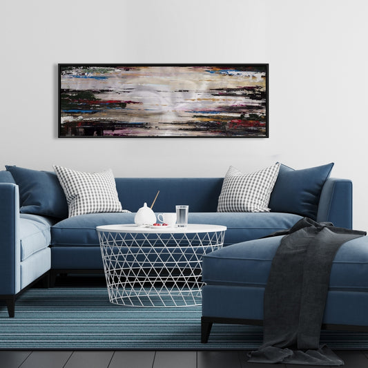 Peinture liquide abstraite - Toile encadrée bleue moderne pour décoration intérieure