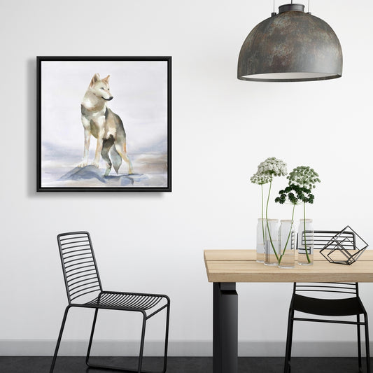 Toile de loup – Art encadré de montagne rustique pour la décoration intérieure