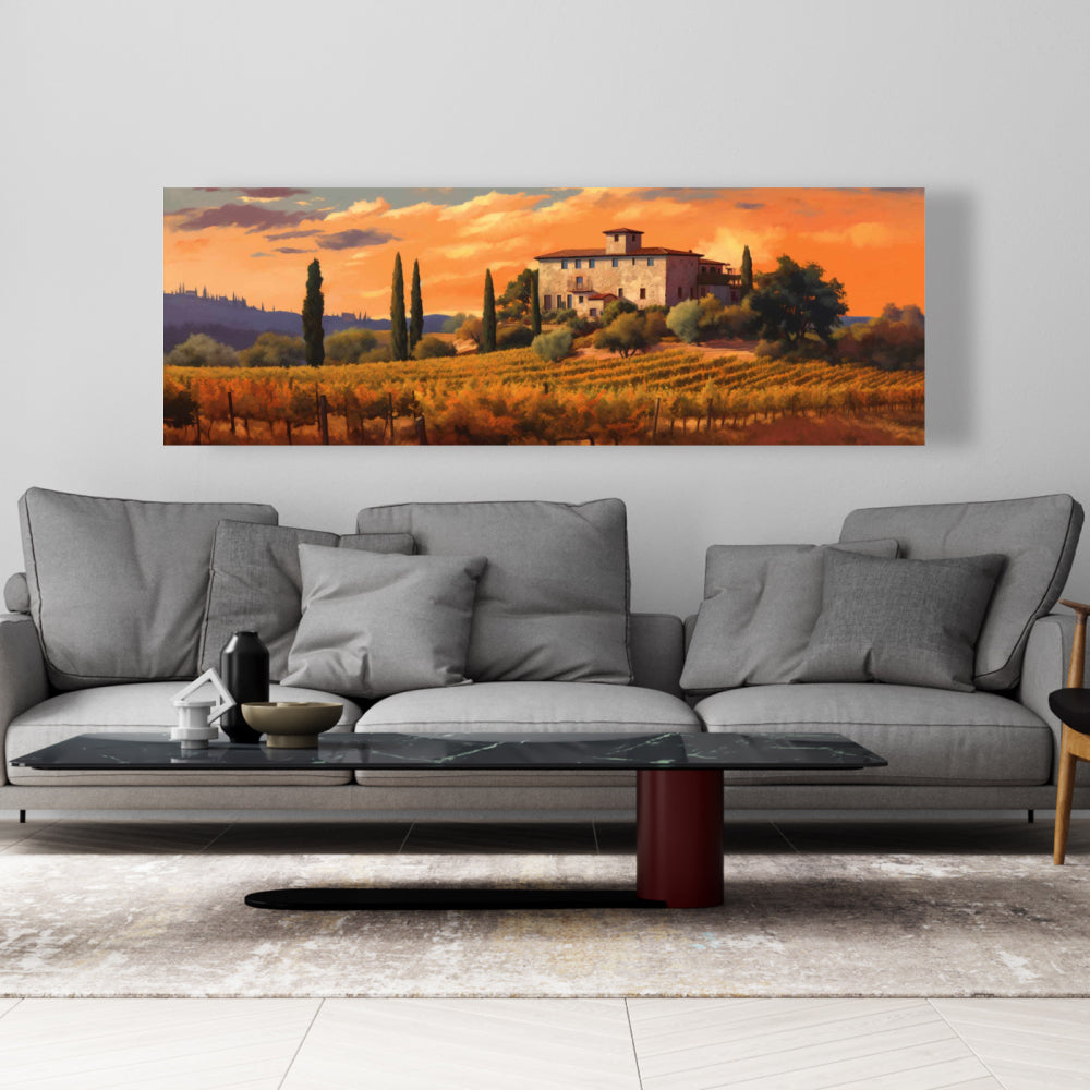 Toile jaune contemporaine - Paysage de Far Manor pour la décoration intérieure