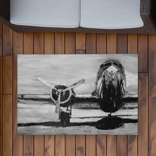 Grayscale Plane - Industrial 2'x3' Outdoor Area Rug for Livingroom