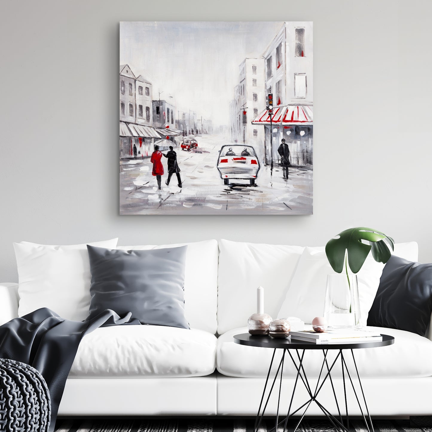 Toile blanche « Scène de rue paisible » | Décoration murale