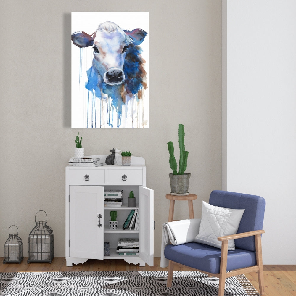Watercolor Jersey Cow Canvas | Farm Animal Kitchen Decor