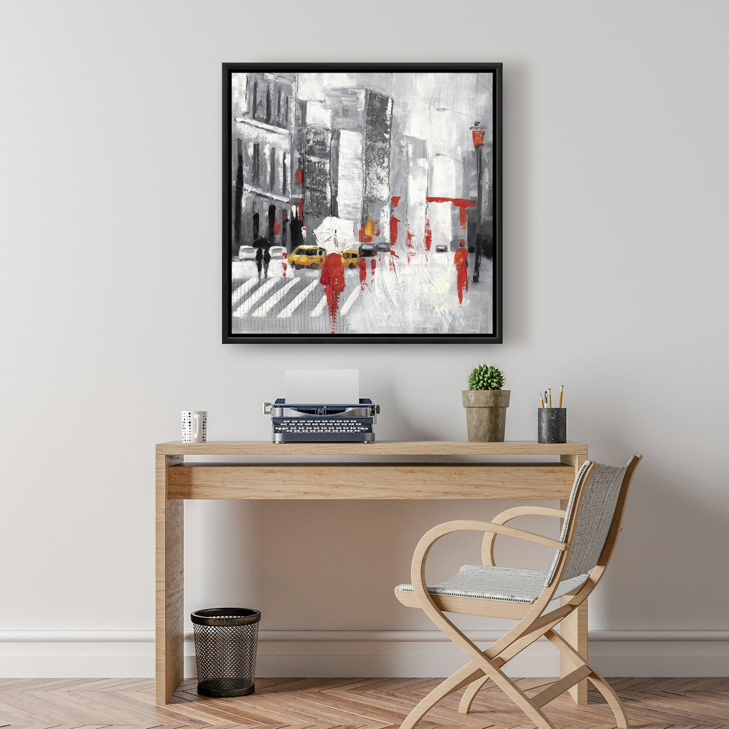 Rue urbaine nuageuse abstraite | Toile encadrée « Villes grises »