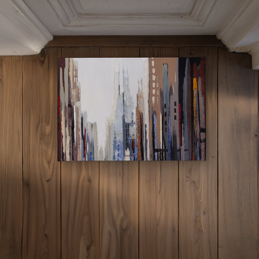 Abstract Buildings Industrial Brown Door Mat | Home Decor