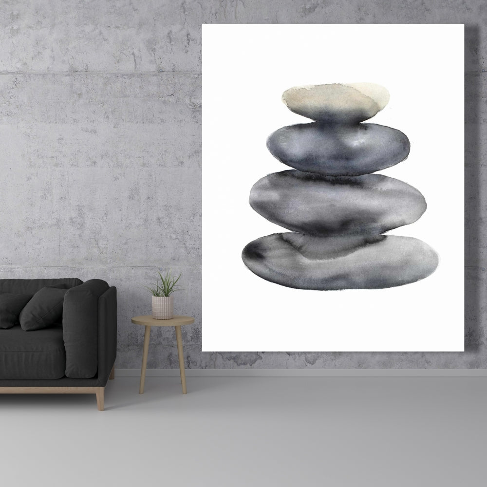 Nature morte aux minéraux sur toile spirituelle - Décor quatre pierres chaudes