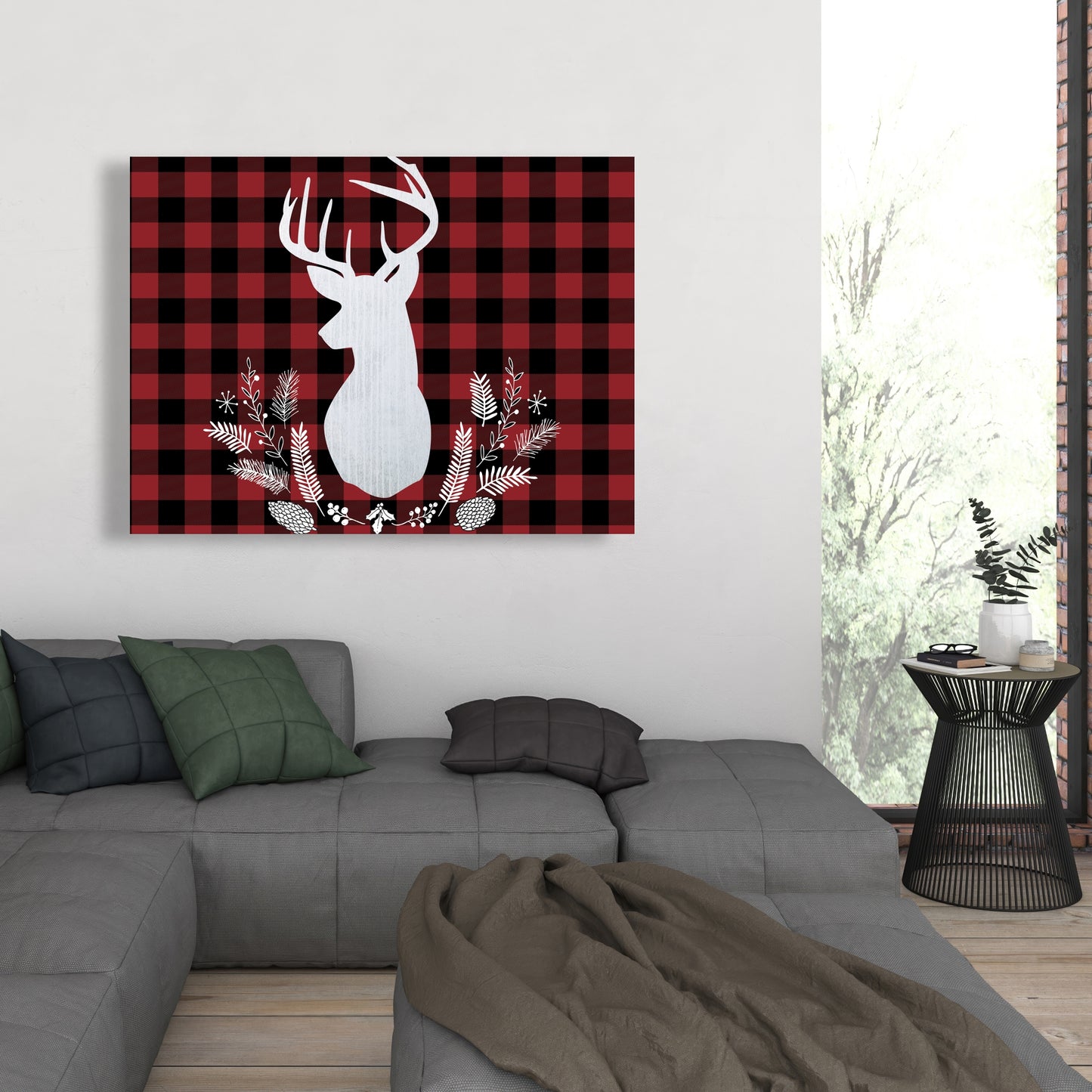 Toile rustique à carreaux de cerf | Décoration murale pour la maison et la cuisine