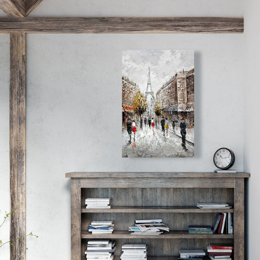 Paris Busy Street Canvas | Contemporary Brown Cities Decor
