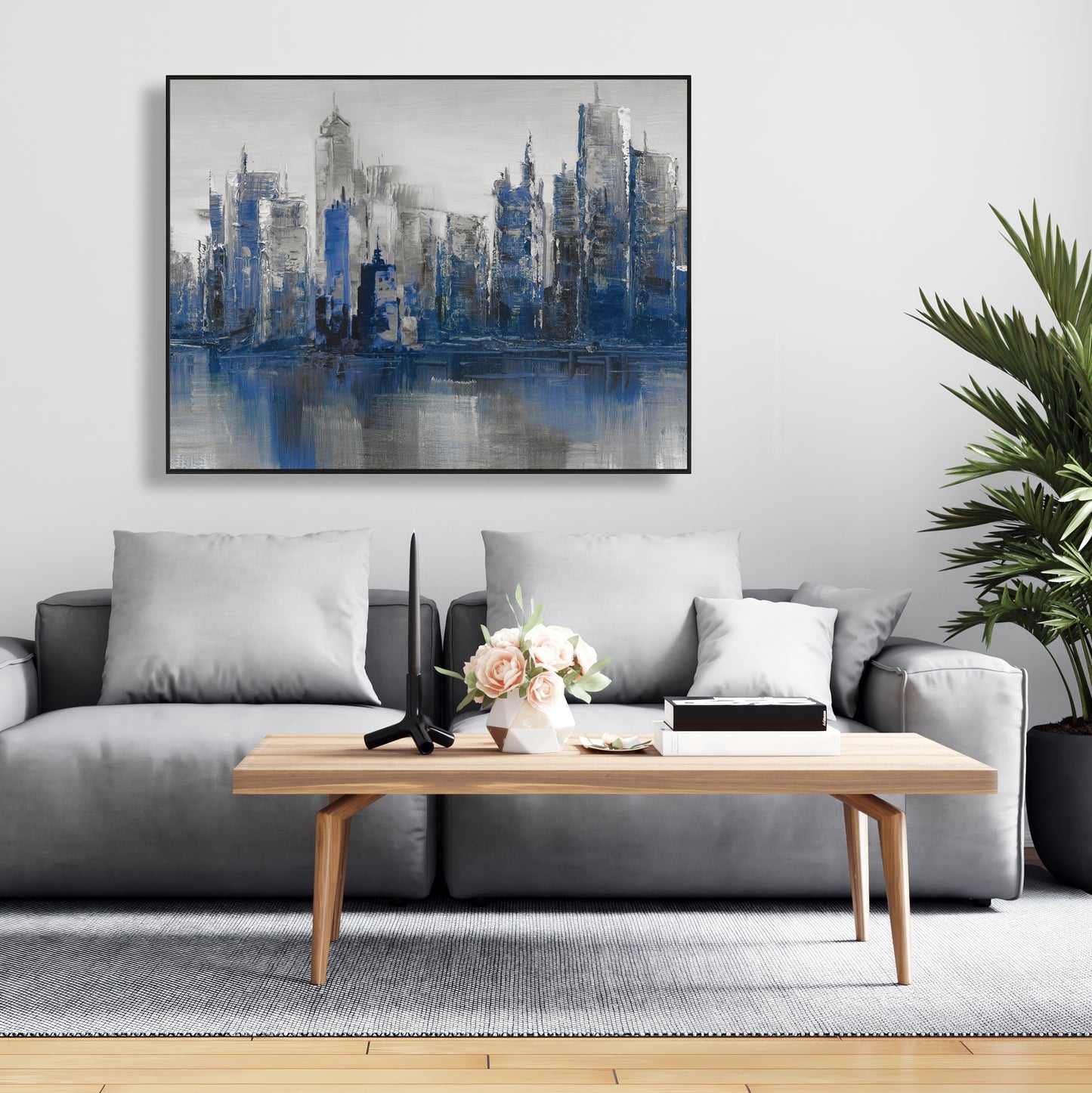 Blue Industrial Building Framed Canvas | Melancholy City Decor