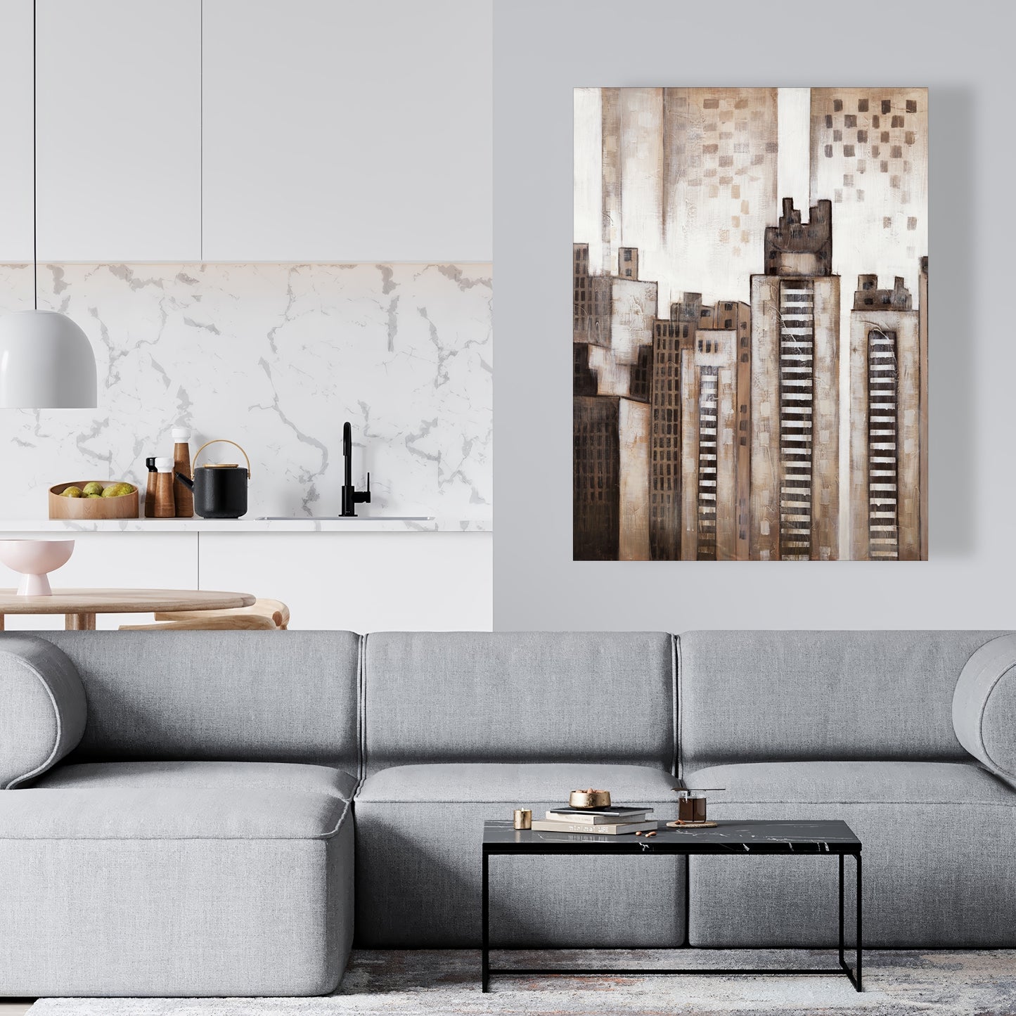 Toile « Cités de bâtiments marron » | Décoration d'intérieur