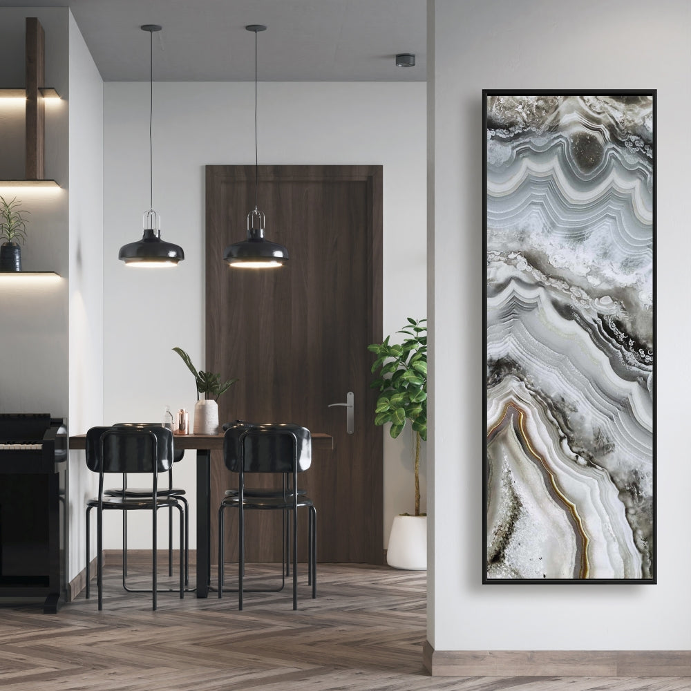 White Abstract Geode Framed Canvas - Hyperrealist Home Decor