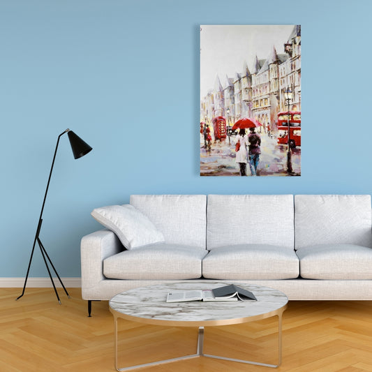 European Street Rainy Day Red Canvas - Home Decor Bedroom