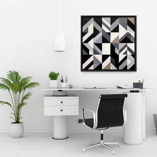 Grid Framed Canvas - Modern Bedroom Decor | Patterns & Shapes