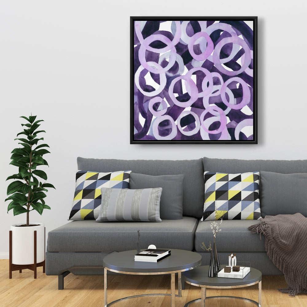Anneaux violets abstraits | Toile encadrée pour décoration d'intérieur