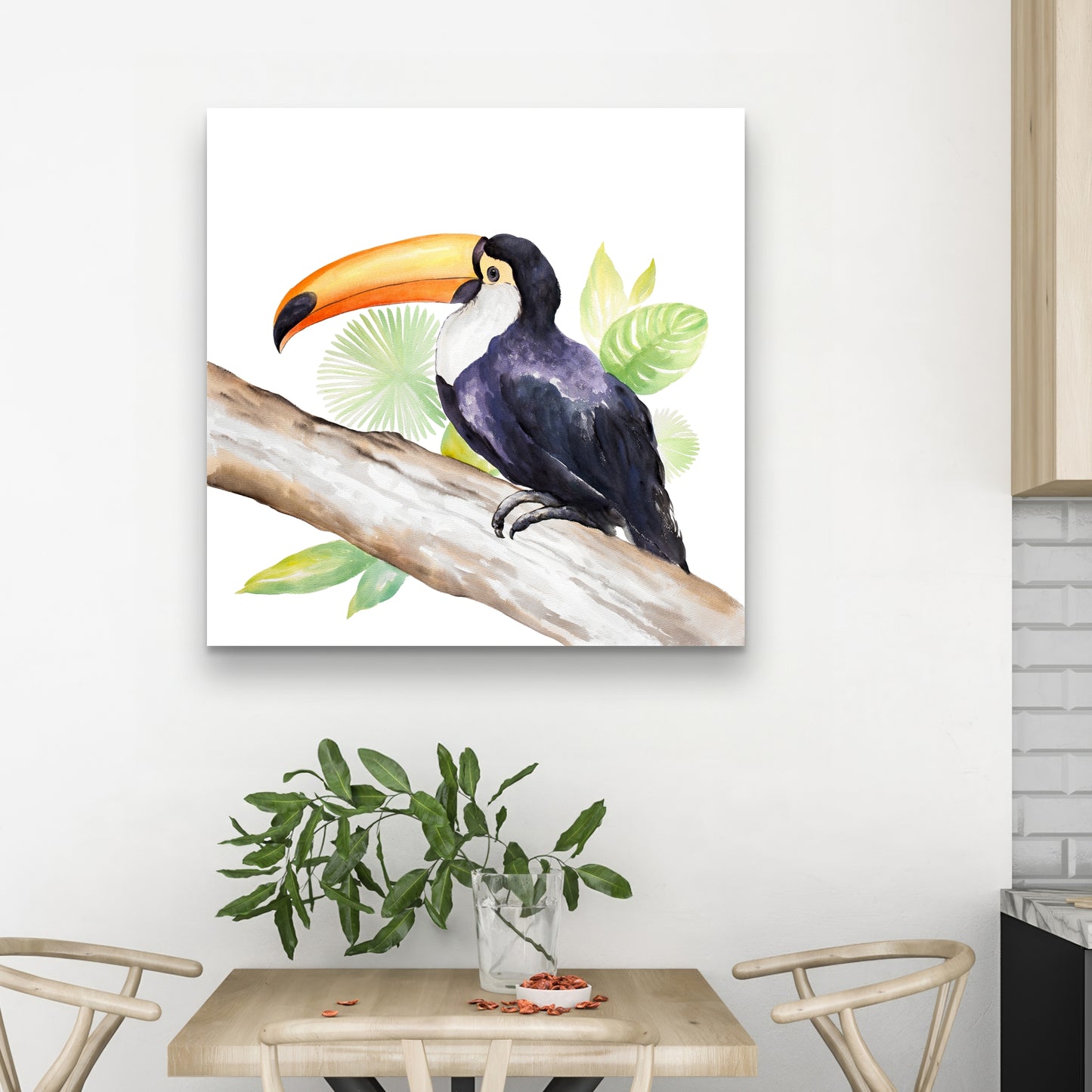 Toile Toucan perché - Décoration murale de chambre à coucher avec arbres et animaux