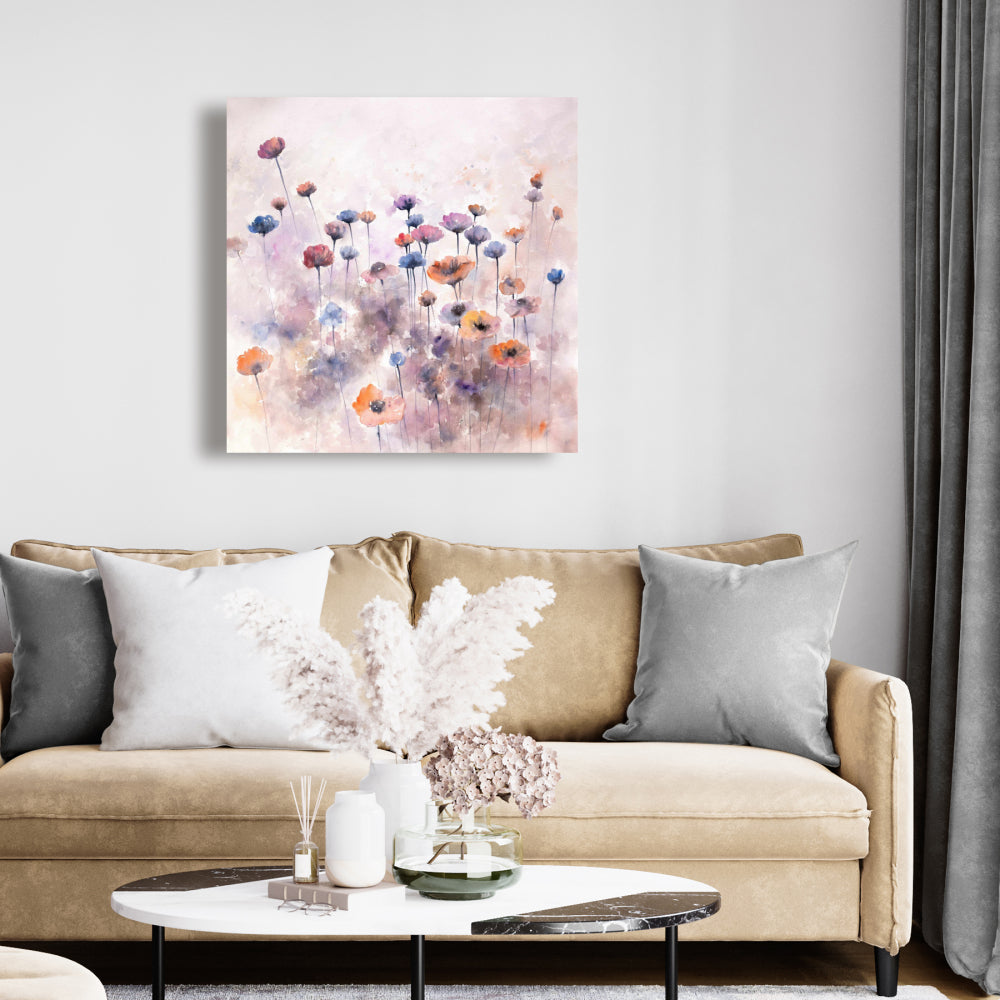 Small Wildflowers Canvas | Purple Bedroom Wall Art Decor