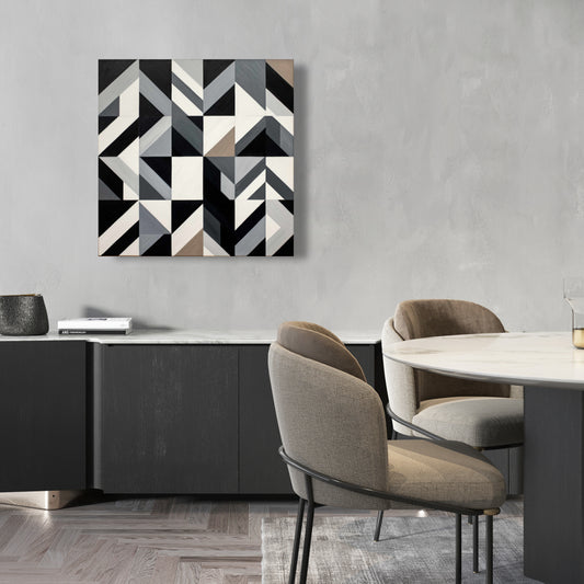 Grid Brown Shapes Minimalist Canvas - Modern Home Decor Art