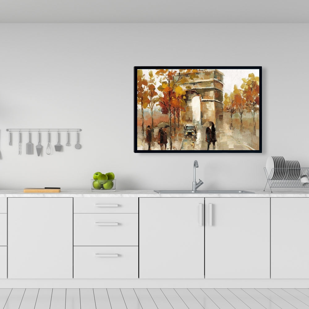 Arc de Triomphe en automne | Toile encadrée orange