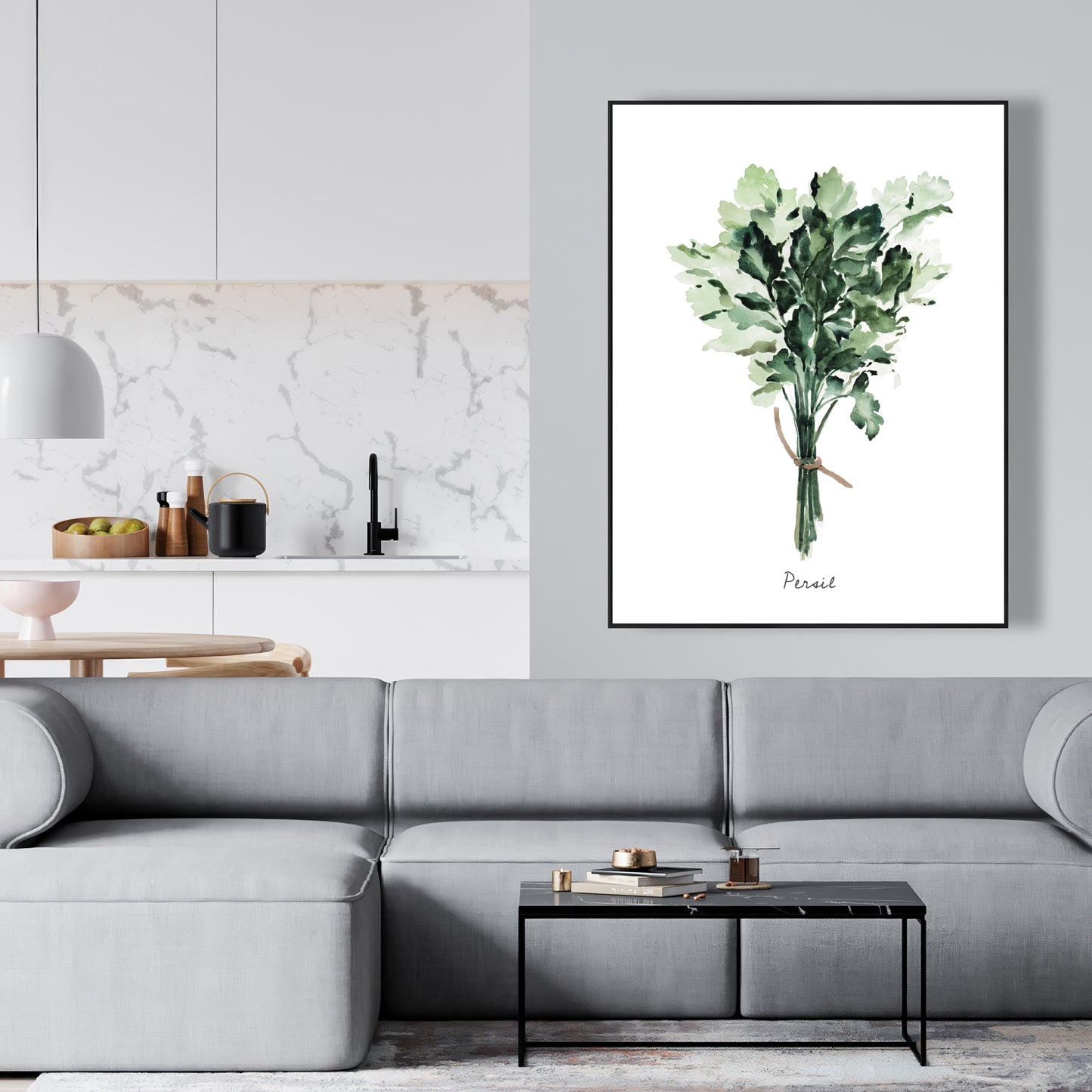 Toile « Tied Up Persil Bundle Fr » | Décoration murale de cuisine avec feuilles