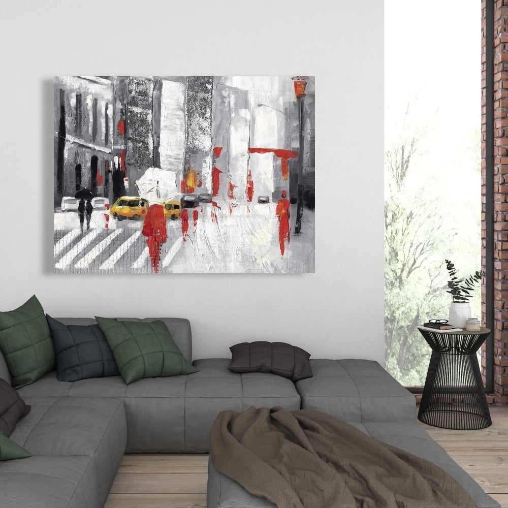 Abstract Cloudy City Street Canvas | Building Bedroom Decor