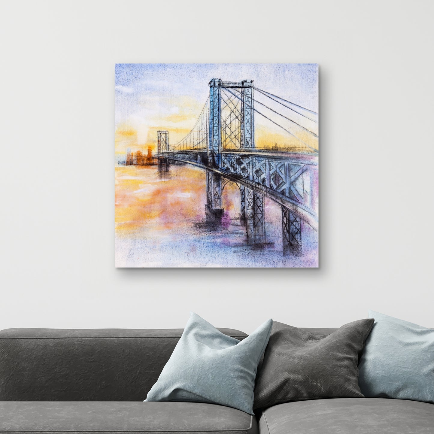 Abstract Brooklyn Bridge Canvas | Bedroom Wall Art Decor