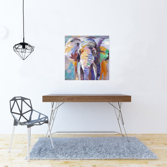 Toile Éléphant violet – Décoration pastel | Art animalier