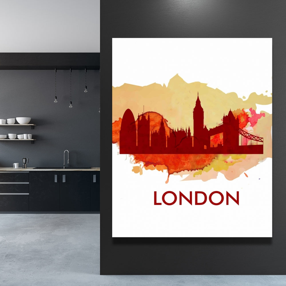 Paint Splash London Silhouette Canvas | Retro City Home Decor