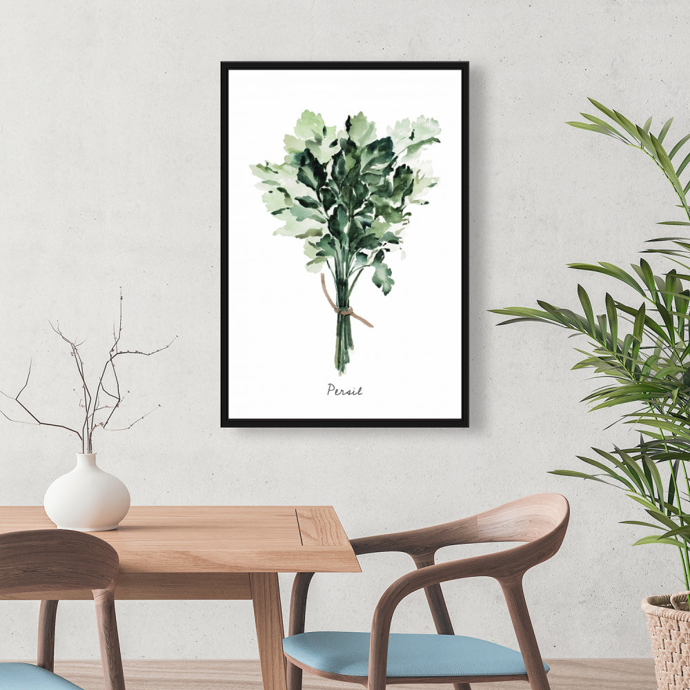 Toile « Tied Up Persil Bundle Fr » | Décoration murale de cuisine avec feuilles
