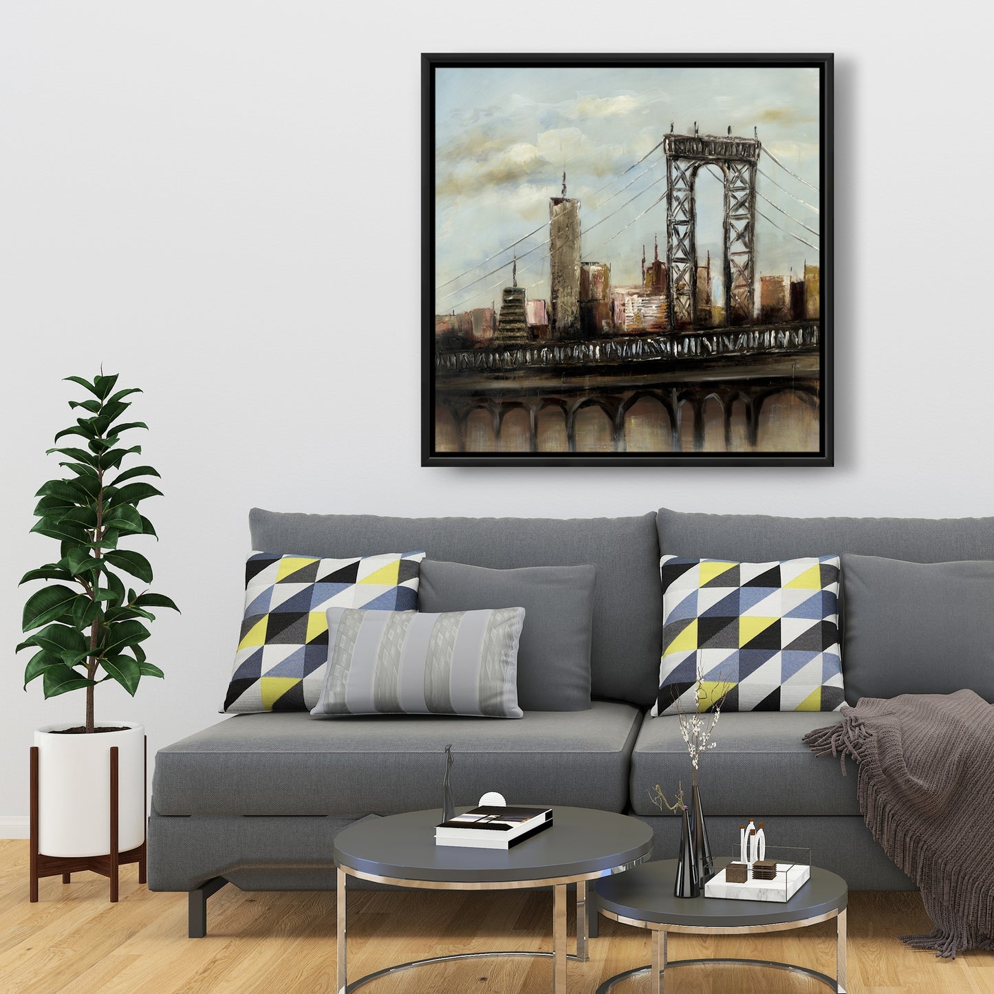 Pont urbain par Cloudy Day Canvas | Décoration de bâtiments bruns