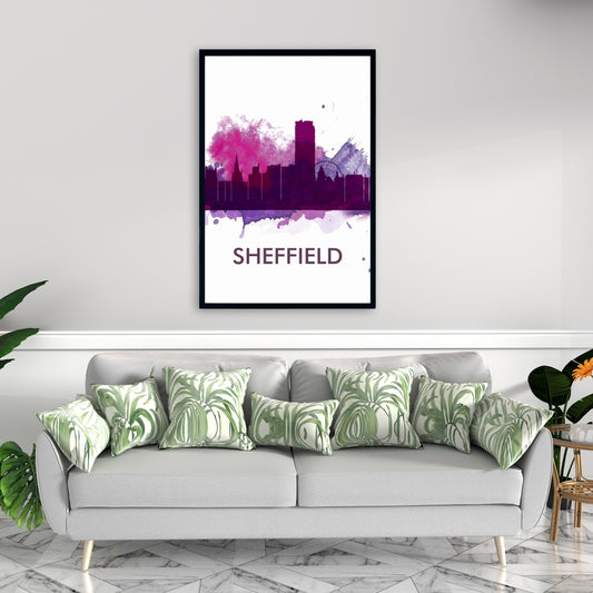 Toile Silhouette de Sheffield – Décoration murale encadrée rétro