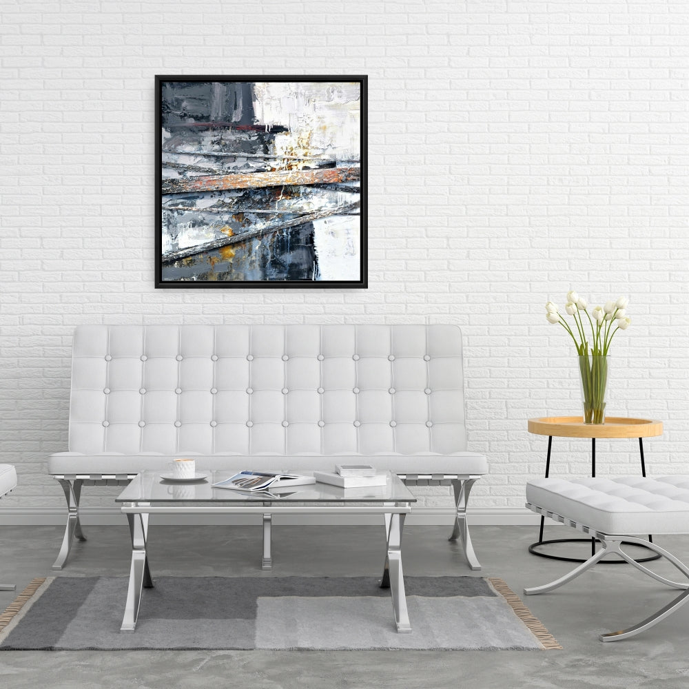 Rayures texturées et éclaboussées de peinture | Décoration abstraite sur toile