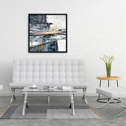 Rayures texturées et éclaboussées de peinture | Décoration abstraite sur toile