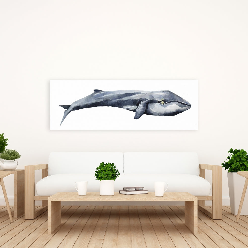 Watercolor Whale Canvas - Blue Bedroom Decor | Aquatic Art