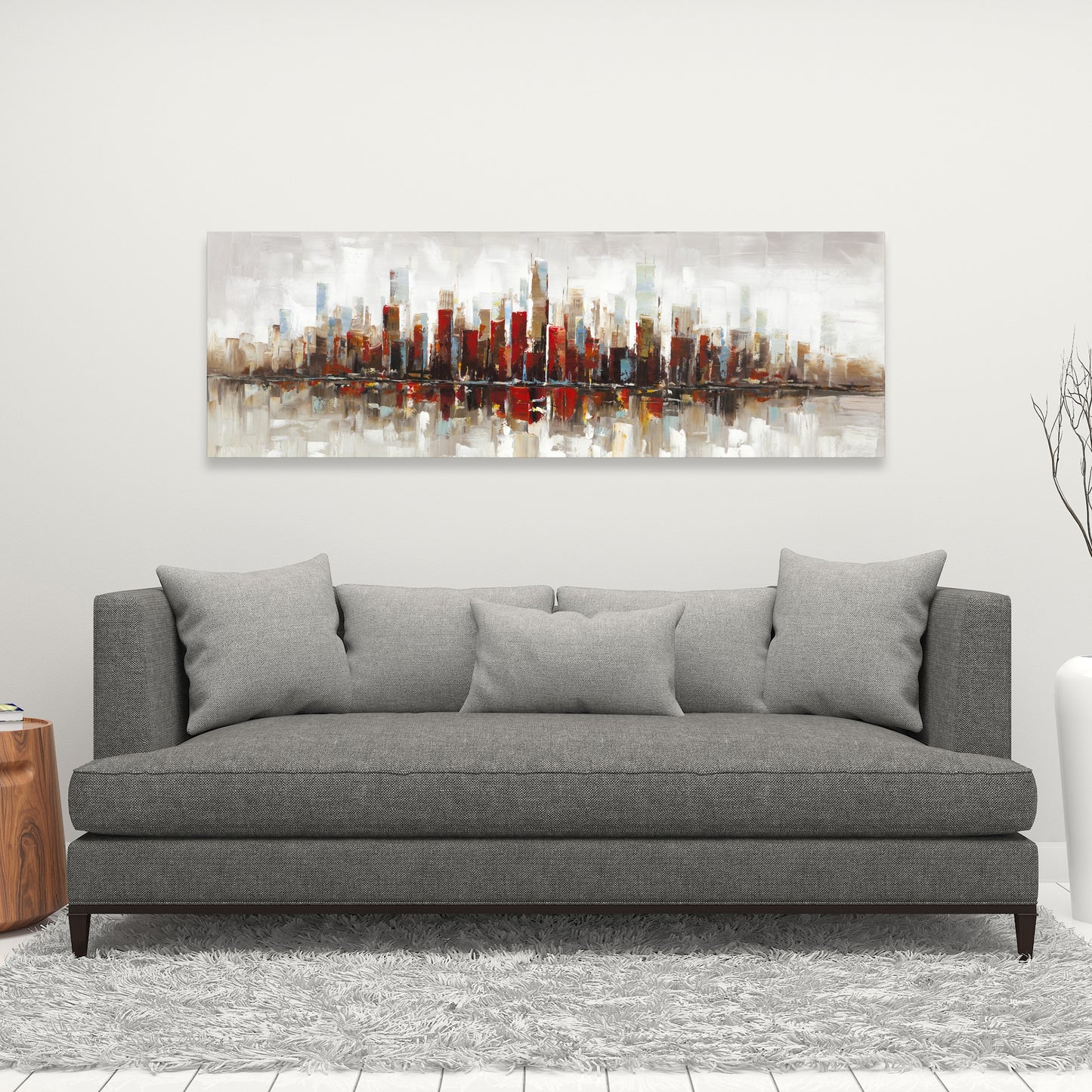 Toile abstraite de gratte-ciels colorés | Décoration de chambre bleue