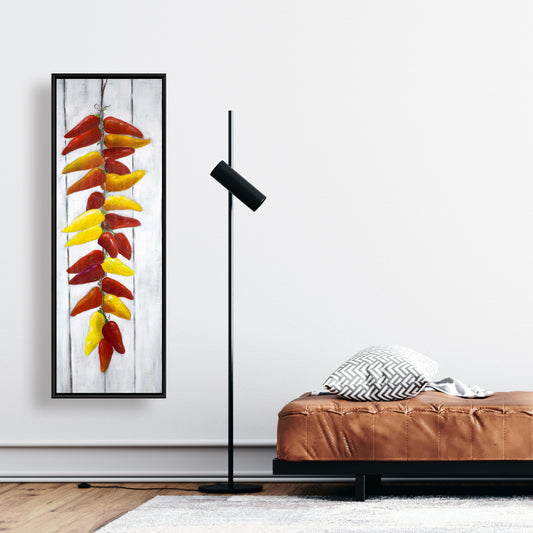 Rope of Peppers Canvas | Contemporary Food Art for Home Decor