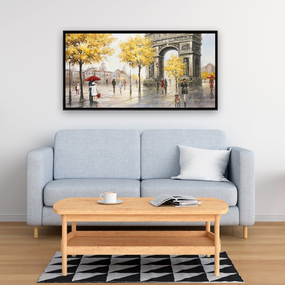 Toile moderne représentant une scène de rue de l'Arc de Triomphe - Décoration d'intérieur